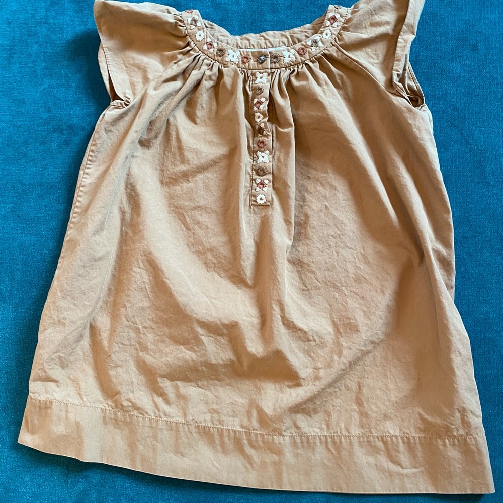 Bonpoint size 4 brown embroidered top